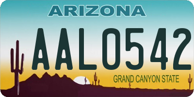 AZ license plate AAL0542