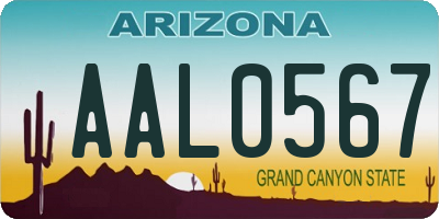 AZ license plate AAL0567