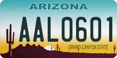 AZ license plate AAL0601