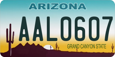 AZ license plate AAL0607