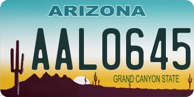 AZ license plate AAL0645