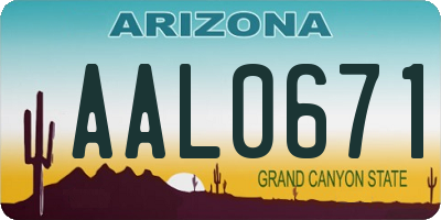 AZ license plate AAL0671