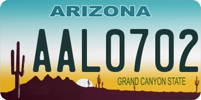 AZ license plate AAL0702