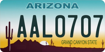 AZ license plate AAL0707