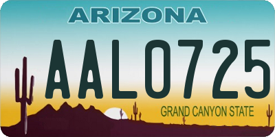 AZ license plate AAL0725