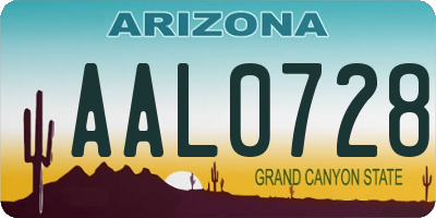 AZ license plate AAL0728