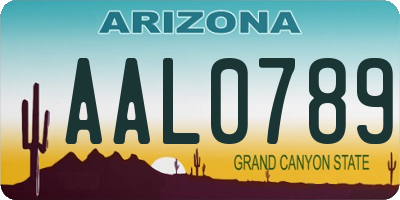 AZ license plate AAL0789