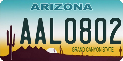AZ license plate AAL0802