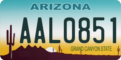 AZ license plate AAL0851