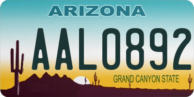AZ license plate AAL0892