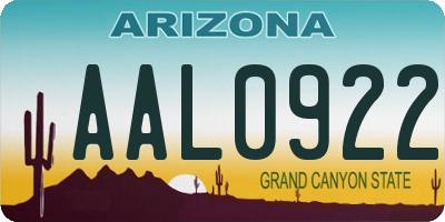 AZ license plate AAL0922