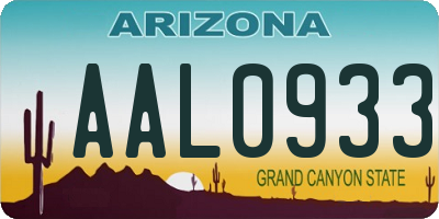 AZ license plate AAL0933