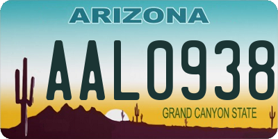 AZ license plate AAL0938