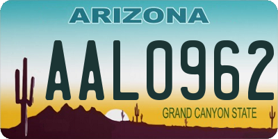 AZ license plate AAL0962