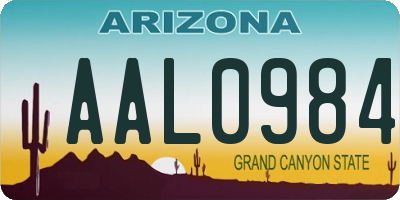 AZ license plate AAL0984