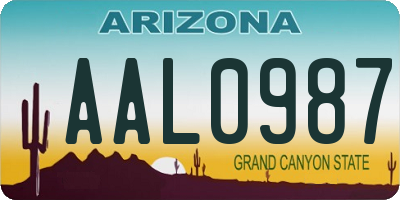 AZ license plate AAL0987