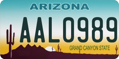 AZ license plate AAL0989