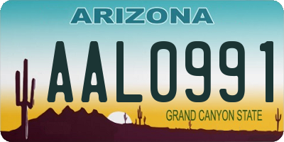 AZ license plate AAL0991