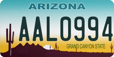 AZ license plate AAL0994