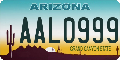 AZ license plate AAL0999