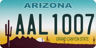 AZ license plate AAL1007