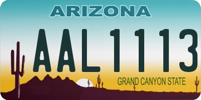 AZ license plate AAL1113