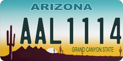 AZ license plate AAL1114