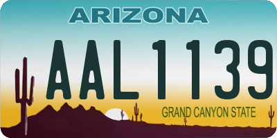 AZ license plate AAL1139