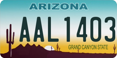 AZ license plate AAL1403