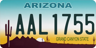 AZ license plate AAL1755