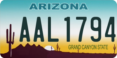 AZ license plate AAL1794