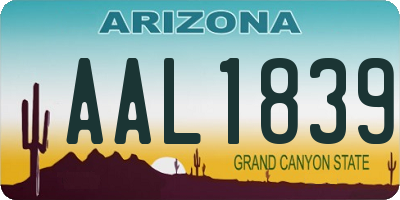 AZ license plate AAL1839