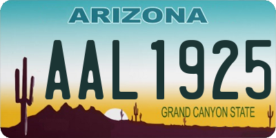 AZ license plate AAL1925