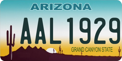 AZ license plate AAL1929