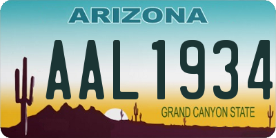 AZ license plate AAL1934