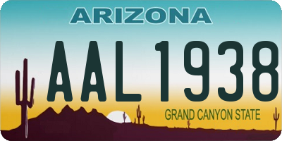 AZ license plate AAL1938