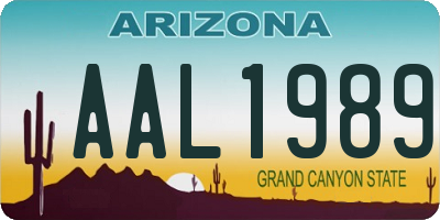 AZ license plate AAL1989