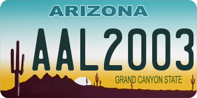 AZ license plate AAL2003