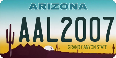 AZ license plate AAL2007