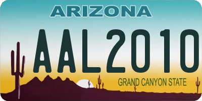 AZ license plate AAL2010