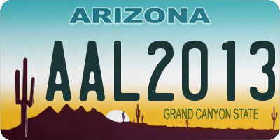 AZ license plate AAL2013