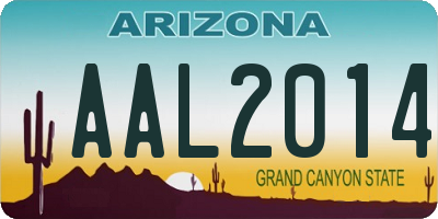 AZ license plate AAL2014