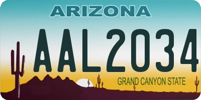 AZ license plate AAL2034