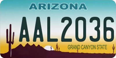 AZ license plate AAL2036