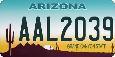 AZ license plate AAL2039