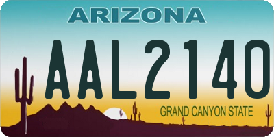 AZ license plate AAL2140