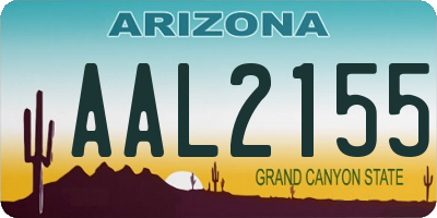 AZ license plate AAL2155