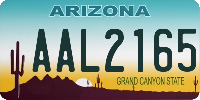 AZ license plate AAL2165