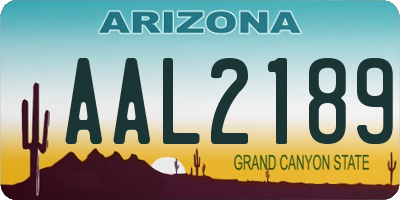 AZ license plate AAL2189