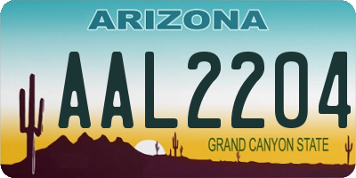 AZ license plate AAL2204